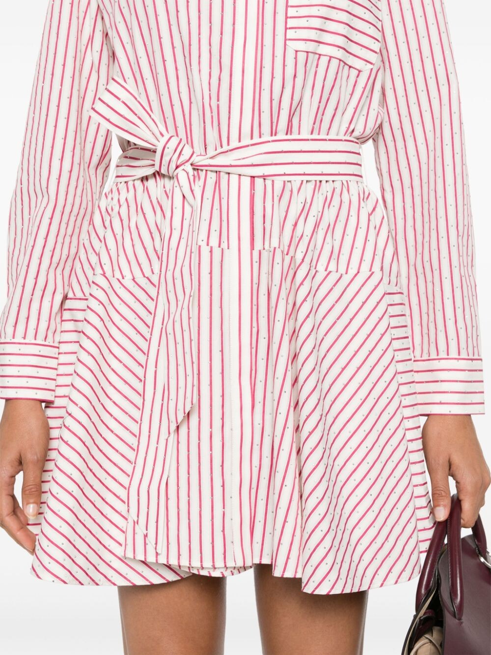 Rhinestone-embellished striped mini dress