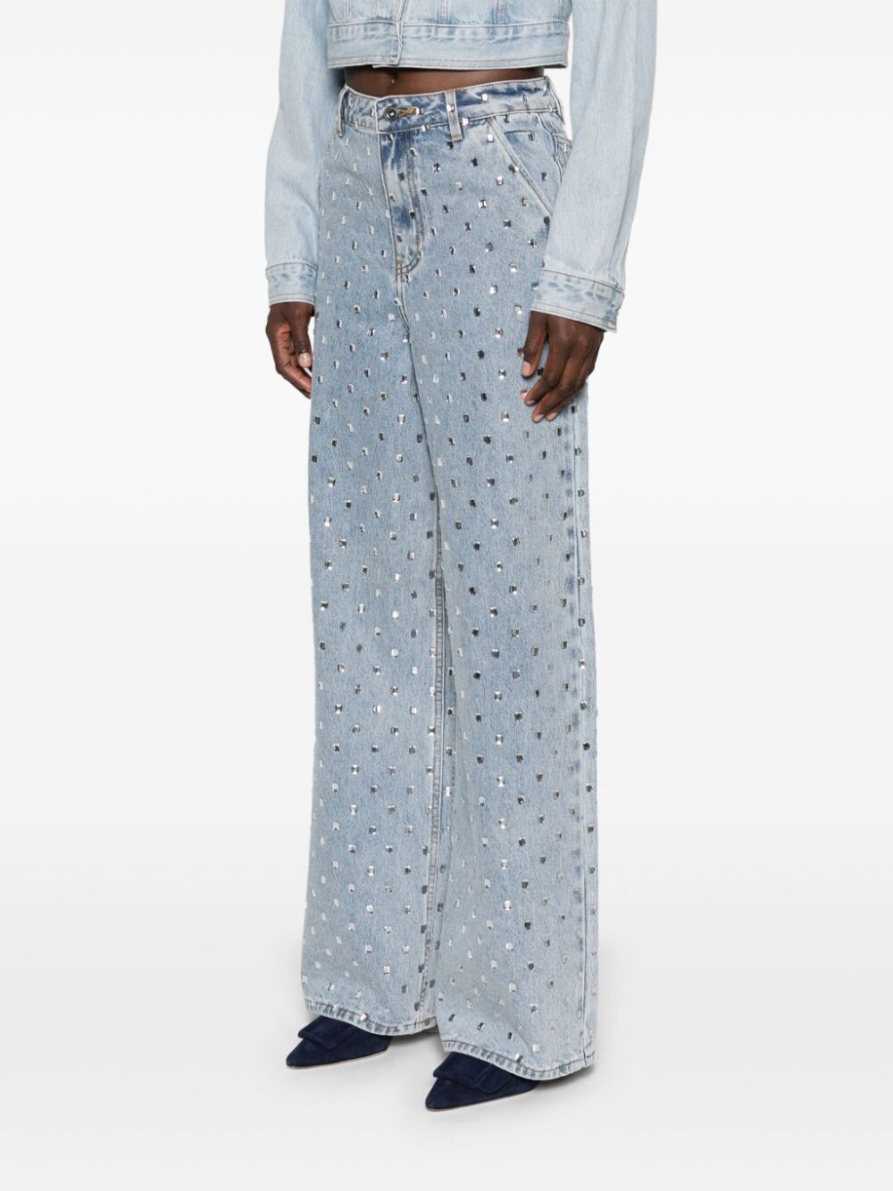 High Waist Wide Leg Denim Pants