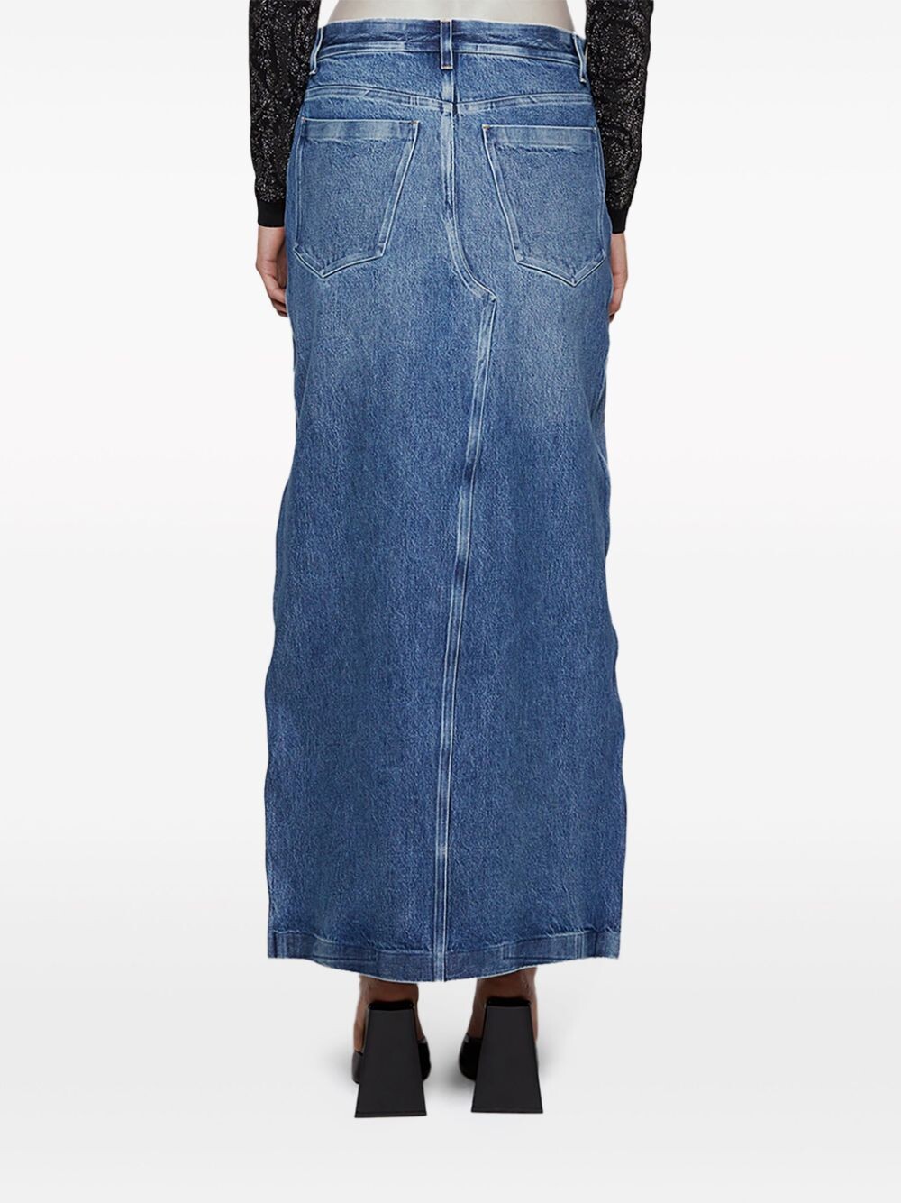 Front Slit Denim Maxi Skirt