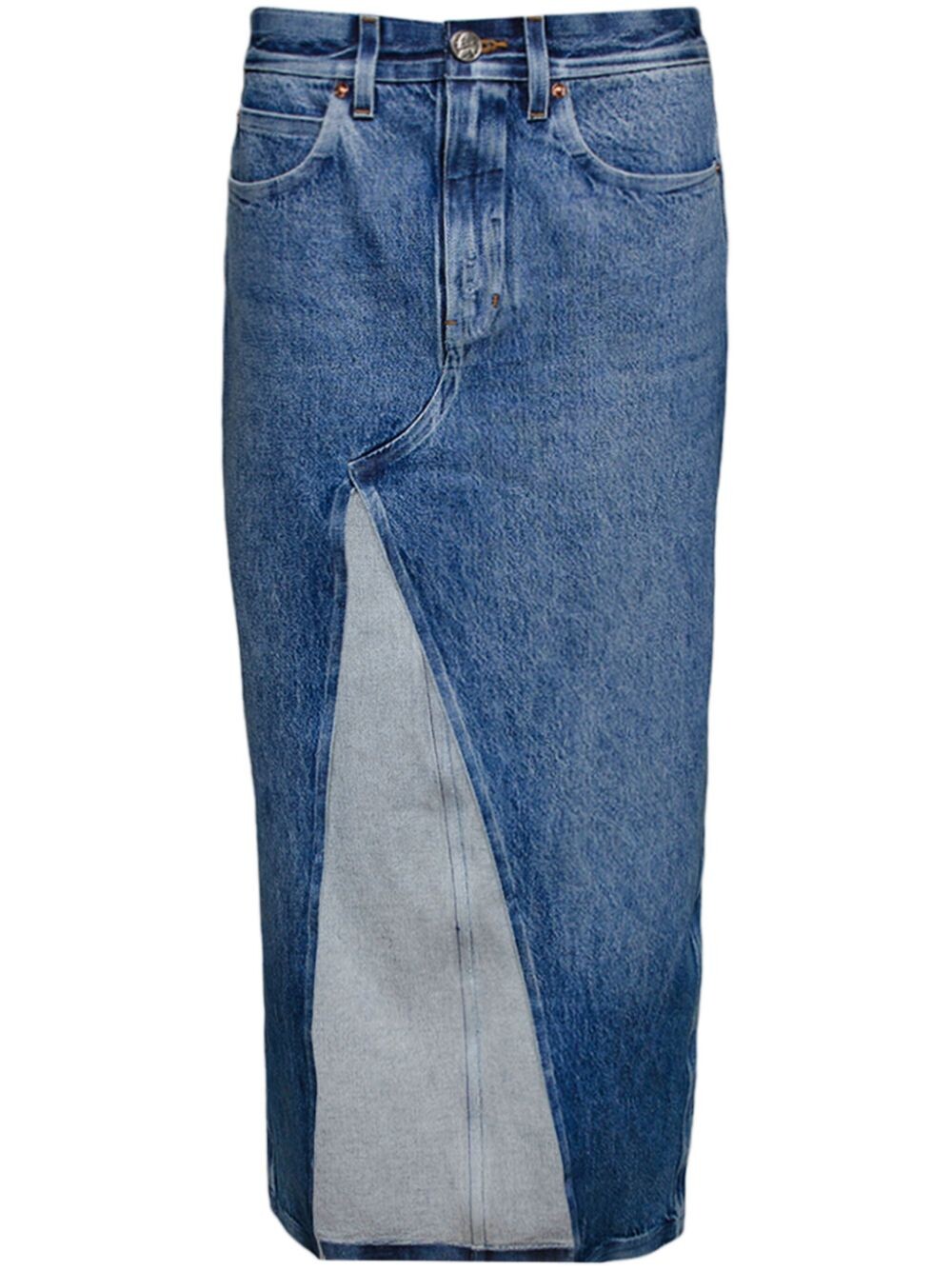 Front Slit Denim Maxi Skirt