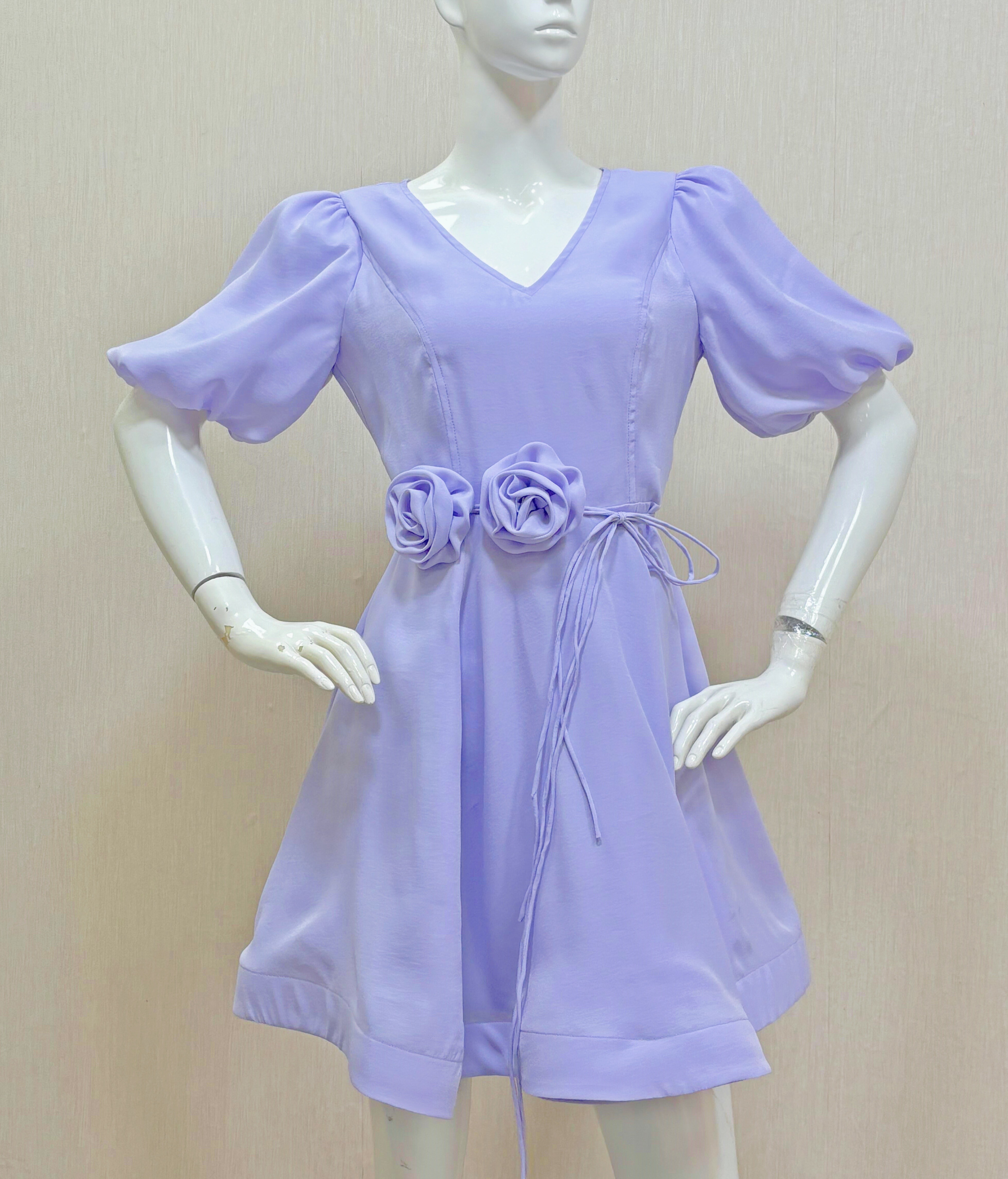 SS25 Women's Fashion Puffy Sleeve Mini Dress
