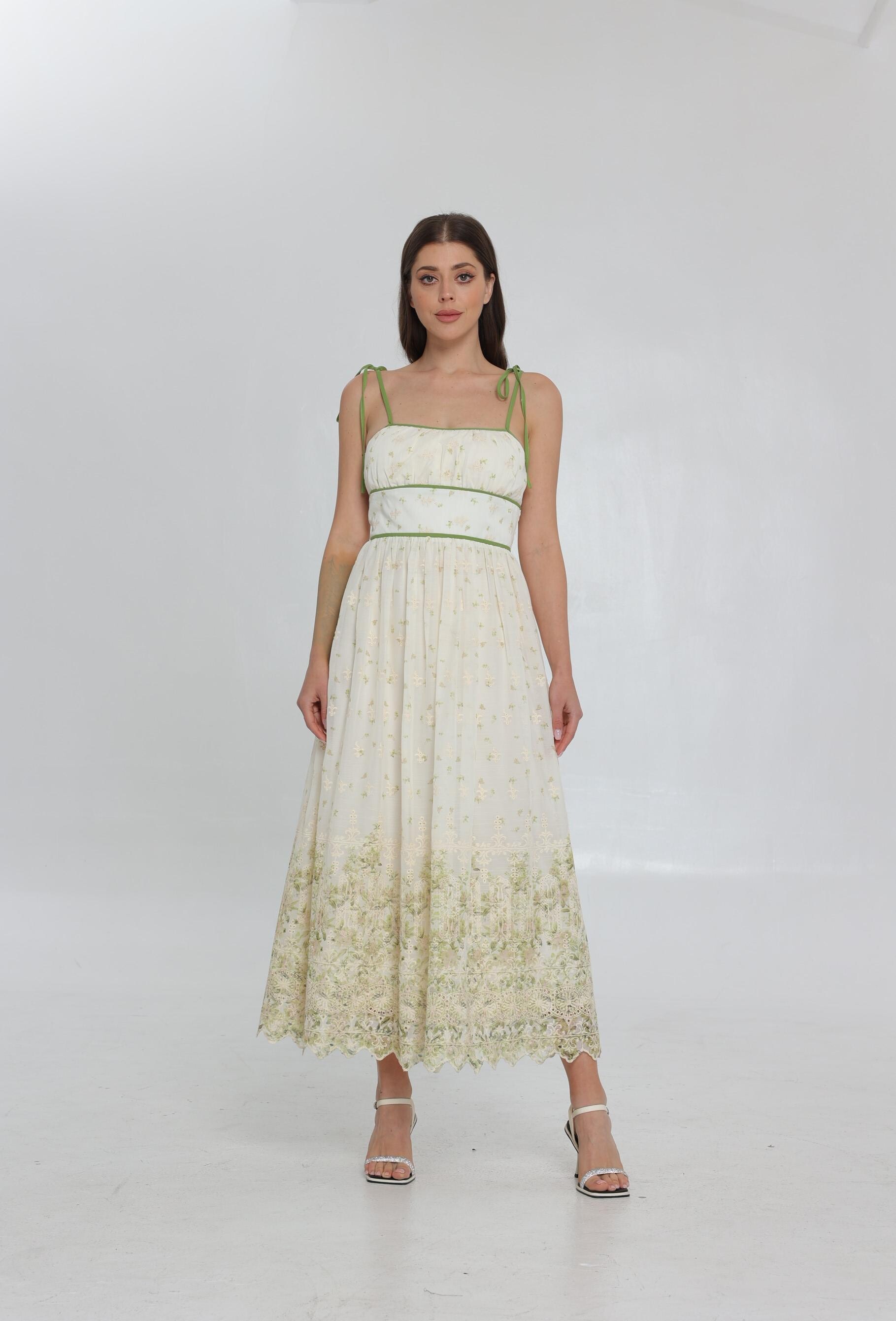 SS25 Women's straps decorated with butterfly section embroidered halter Maxi Dress