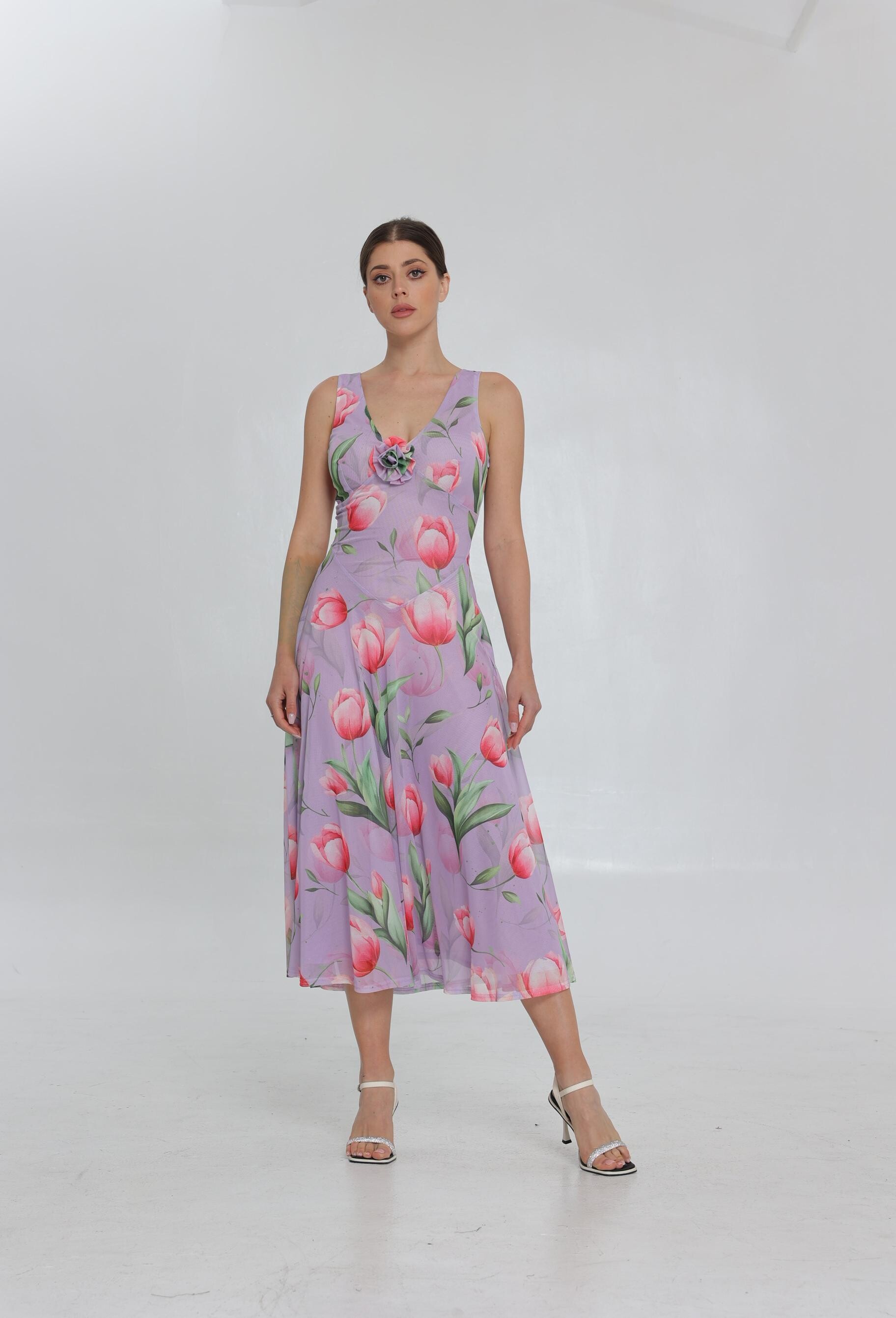 SS25 Women's fashion Floral Print Sleeveless Maxi Dress