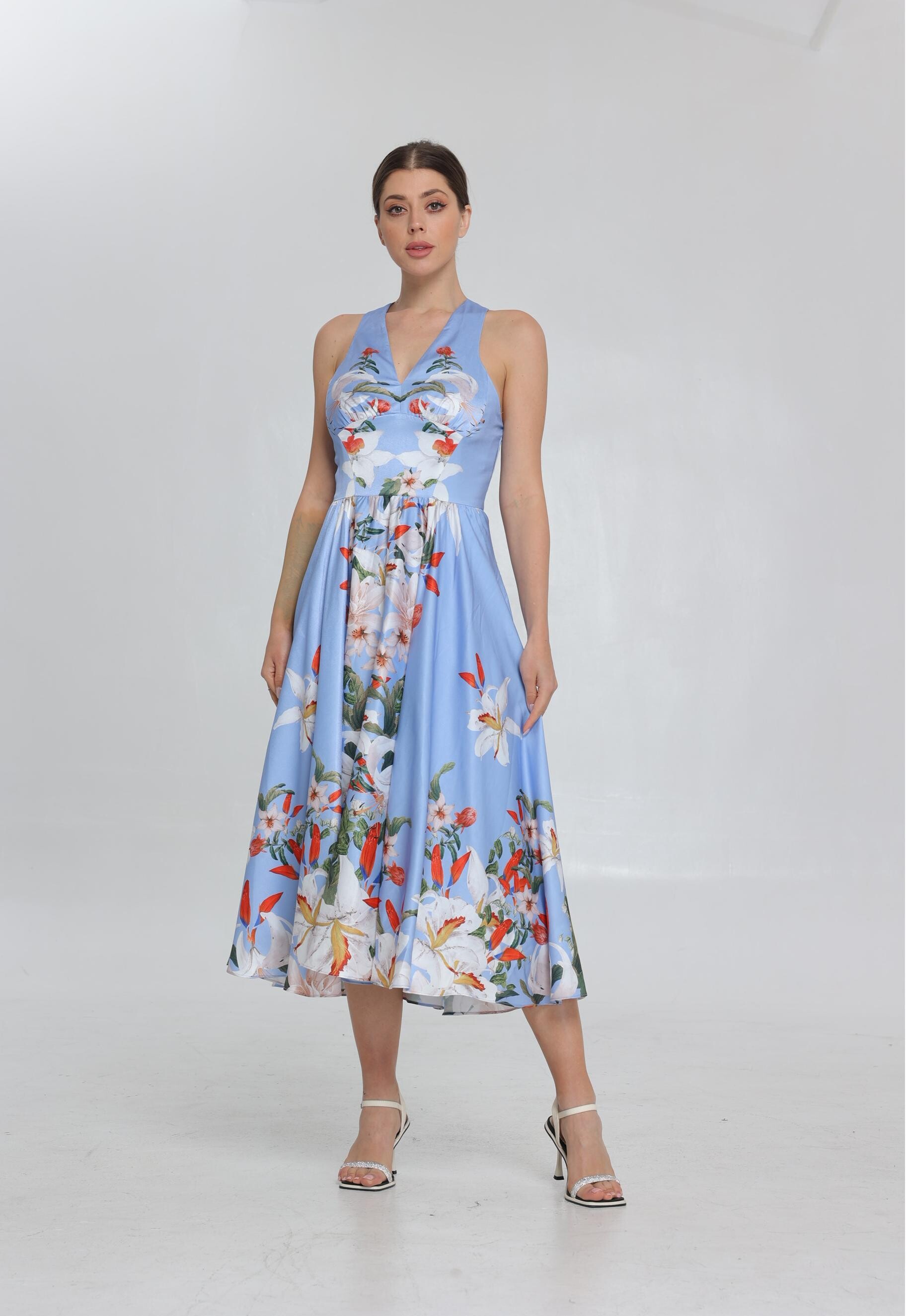 SS25 Women's colour Butyl Positioning Print Sleeveless Maxi Dress