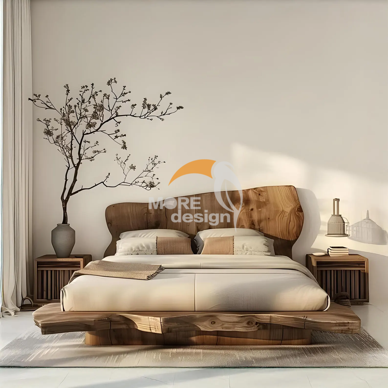 Wooden hotel bed-MD-HB0006