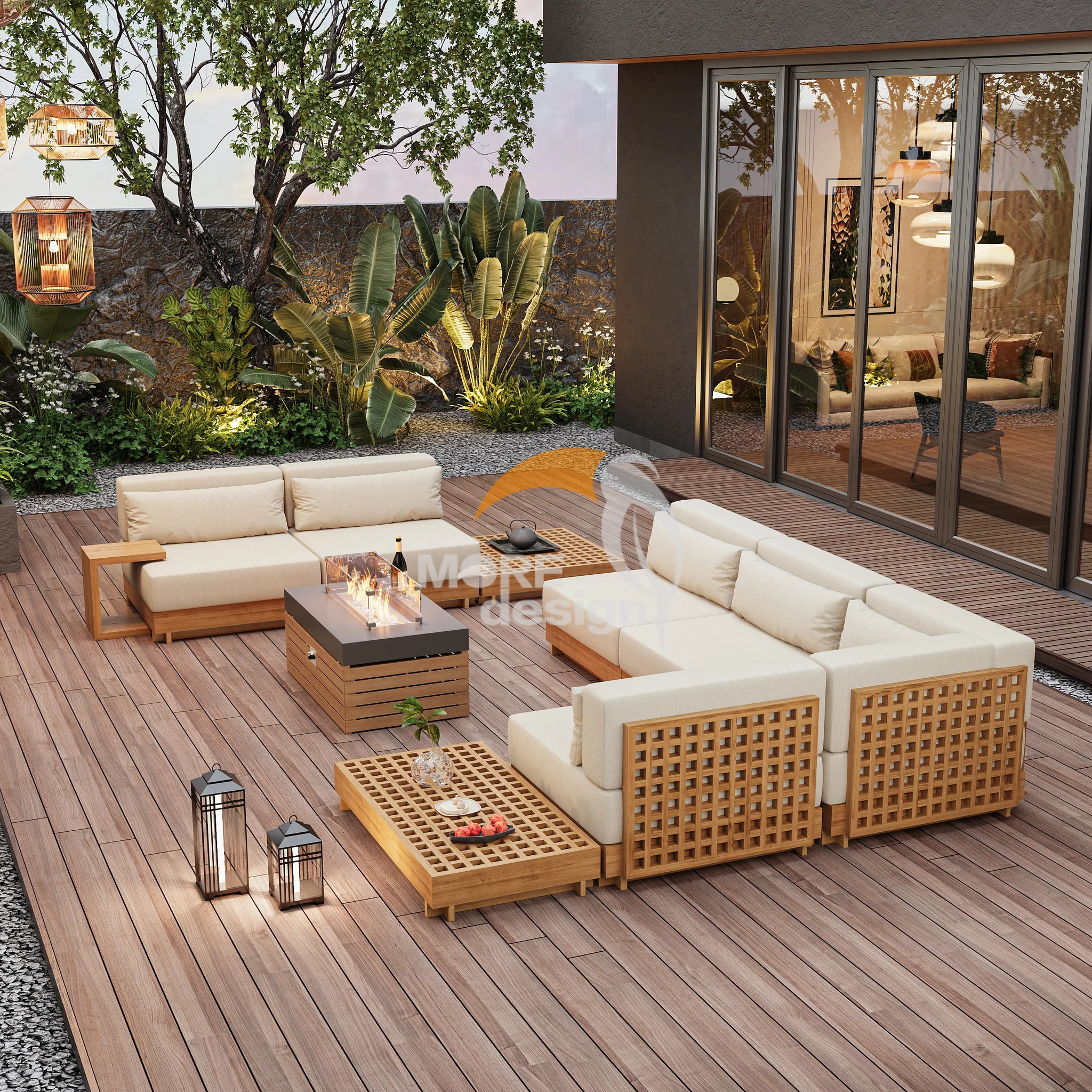 Teak outdoor series sofa-MD-0044