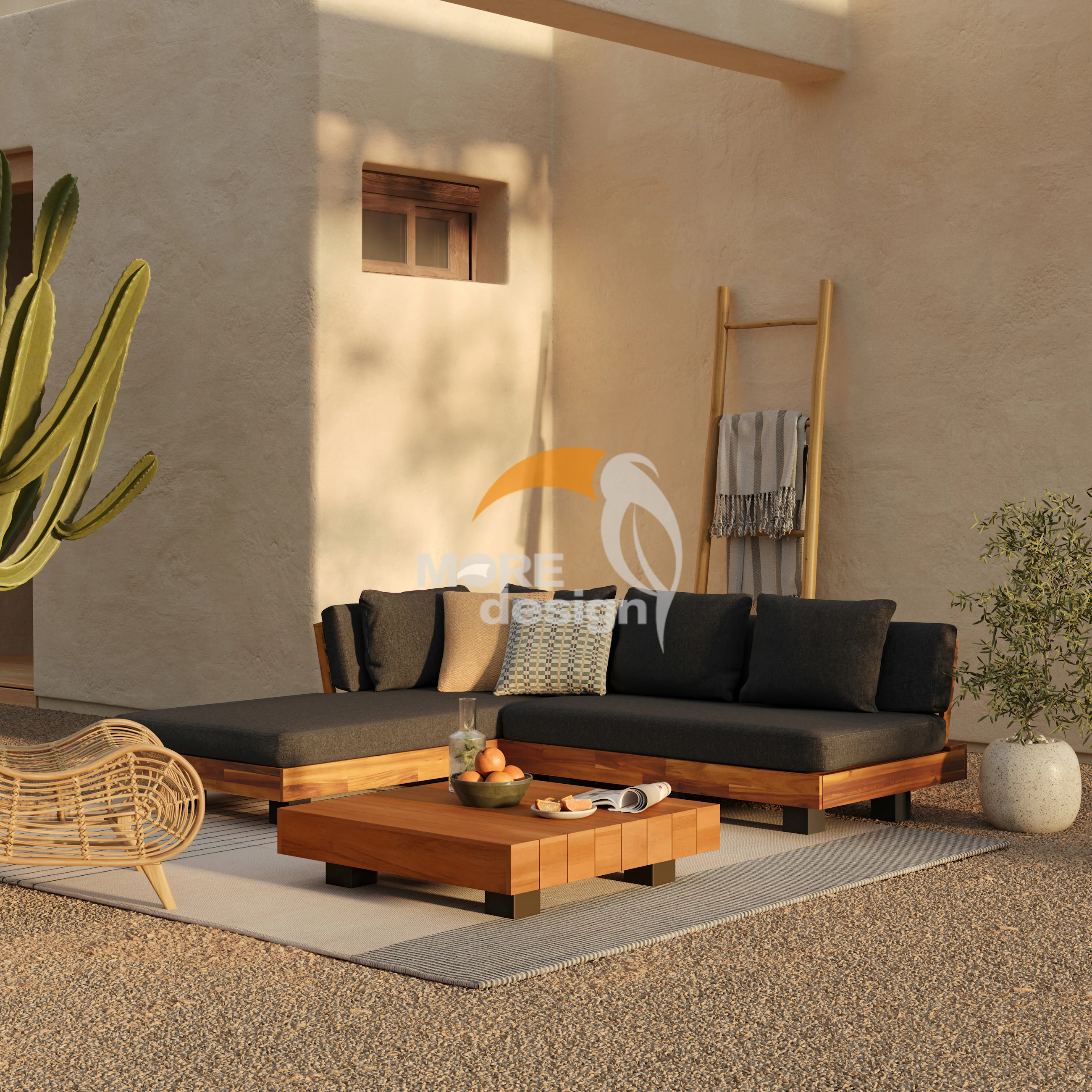 Teak outdoor series sofa-MD-0052