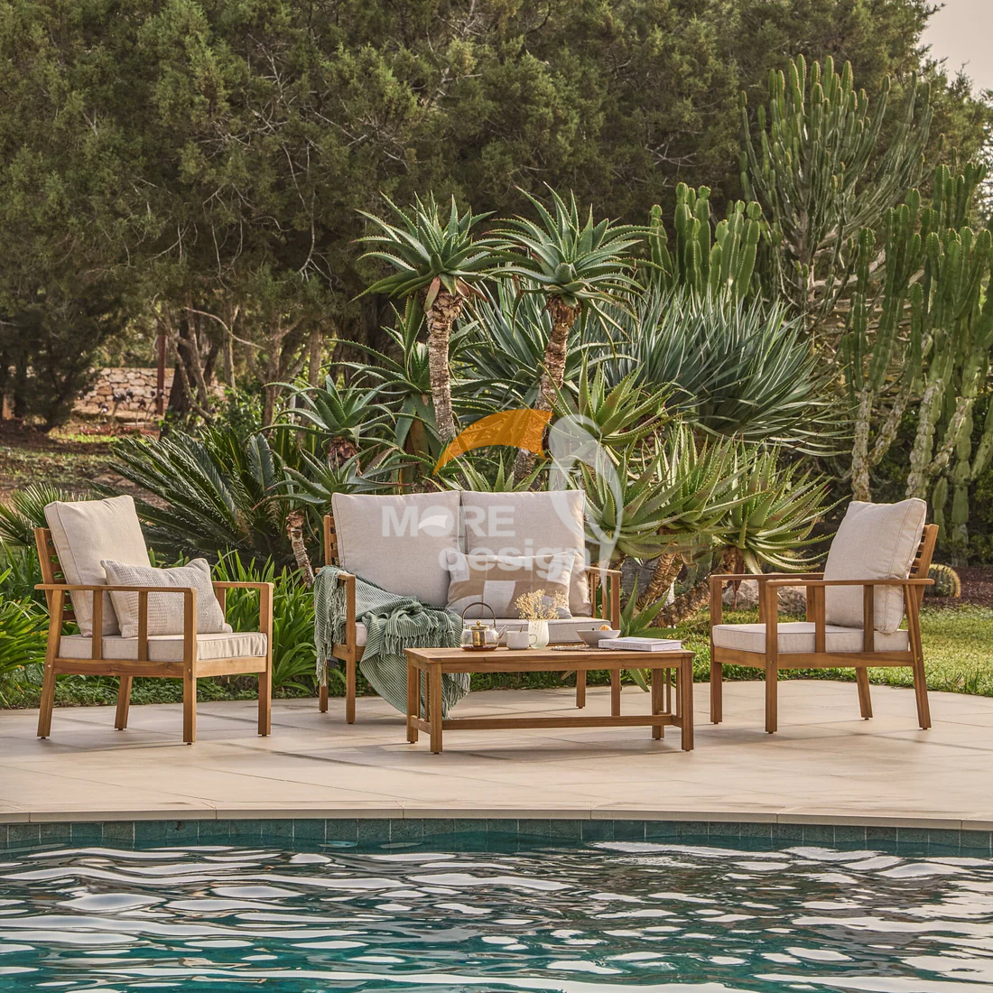 Teak outdoor series sofa-MD-0057