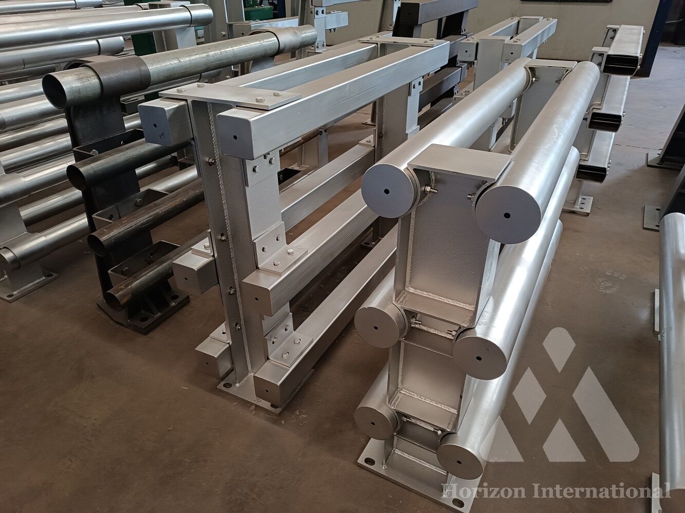 Galvanized crash barrier in bridge