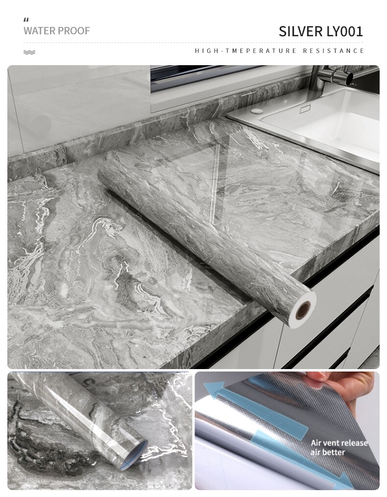 SILVER MARBLE WALLPAPER-LY001