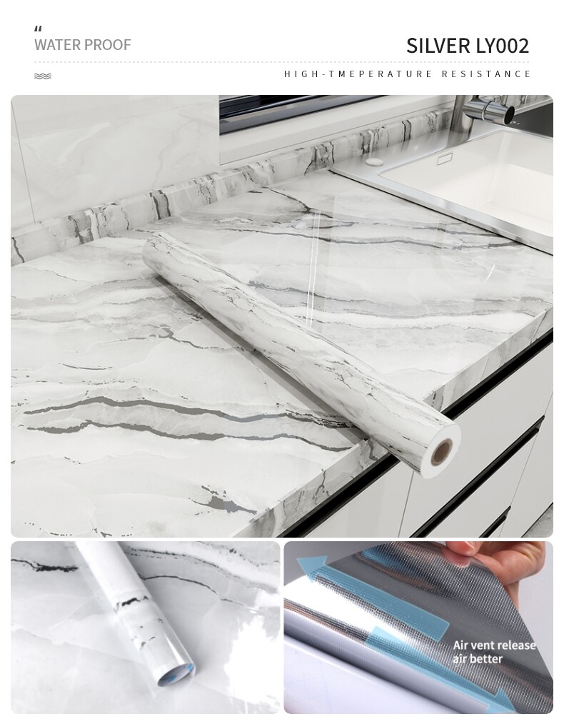 SILVER MARBLE WALLPAPER-LY002