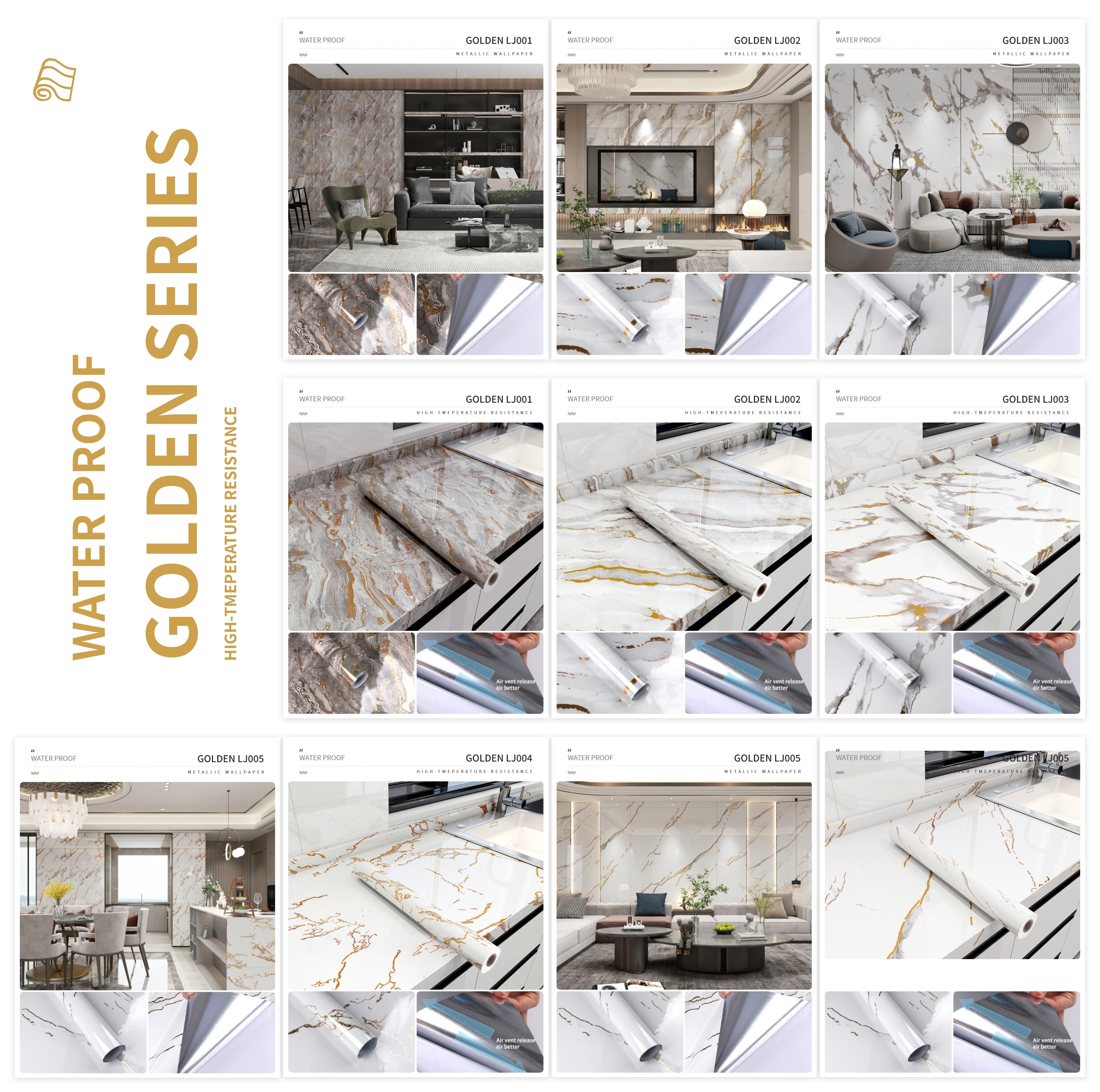 GOLDEN MARBLE WALLPAPER-LJ001