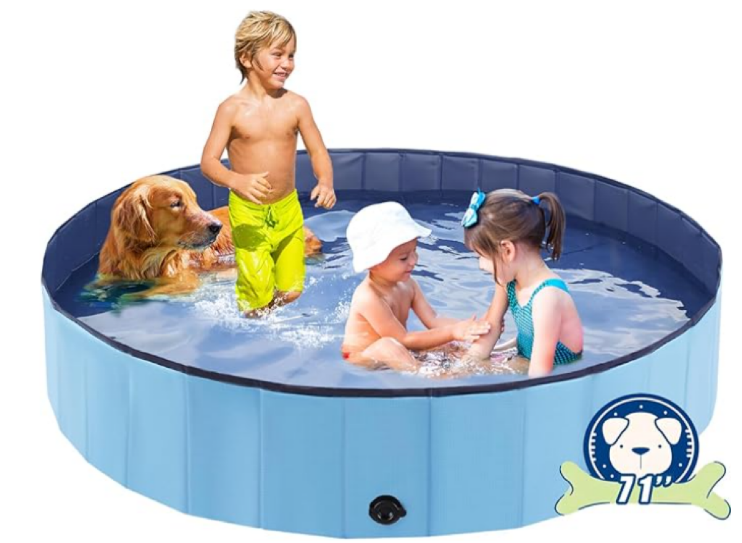 Foldable plastic swimming pool for children and pets