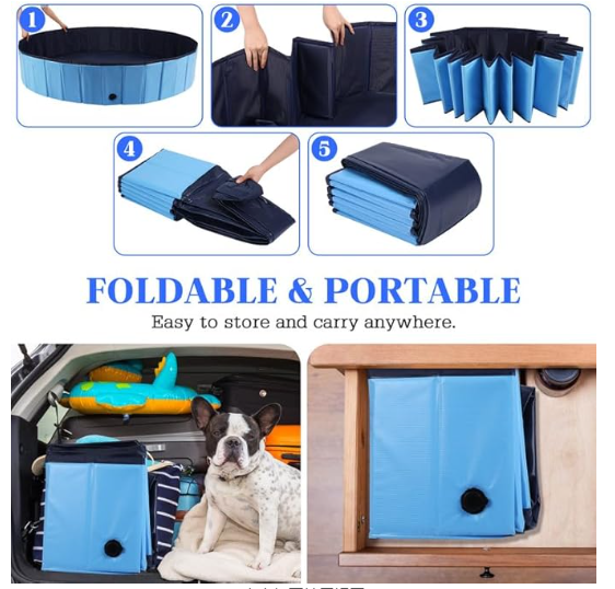 Foldable plastic swimming pool for children and pets