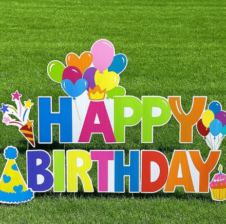Weatherproof Polypropylene Corrugated Letter Boards – 26 Alphabet Birthday Lawn Signs