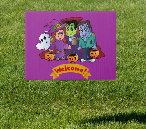 Custom Printed PP Corrugated Halloween Yard Signs – Waterproof Outdoor Holiday Decoration Boards with Stakes