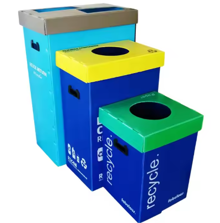 Custom PP Corrugated Plastic Waste Bins – Lightweight, Waterproof & Recyclable Trash Containers