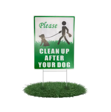 PP Corrugated Dog Waste Sign – Please Clean Up After Your Dog