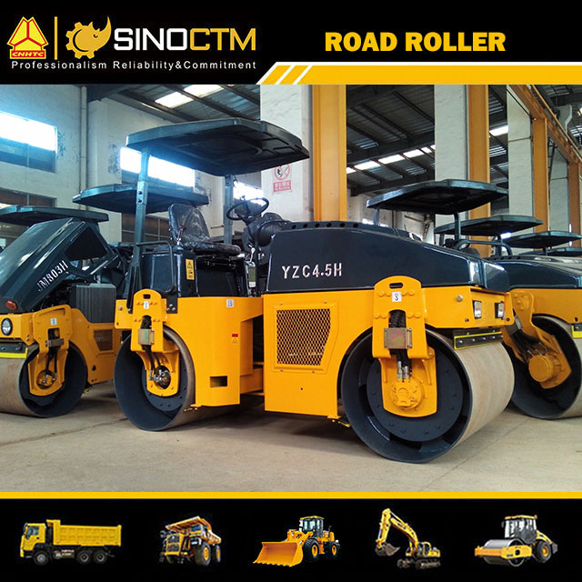 YZC4.5H FULL HYDRAULIC DOUBLE DRUM VIBRATORY ROLLER,Operating Weight:4500kg