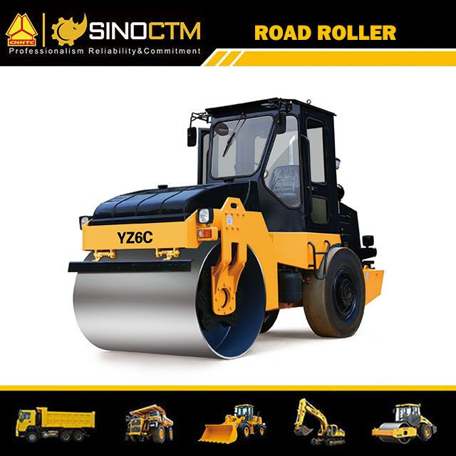 SINGLE DRUM VIBRATORY ROLLER:Operating Weight:6000kg