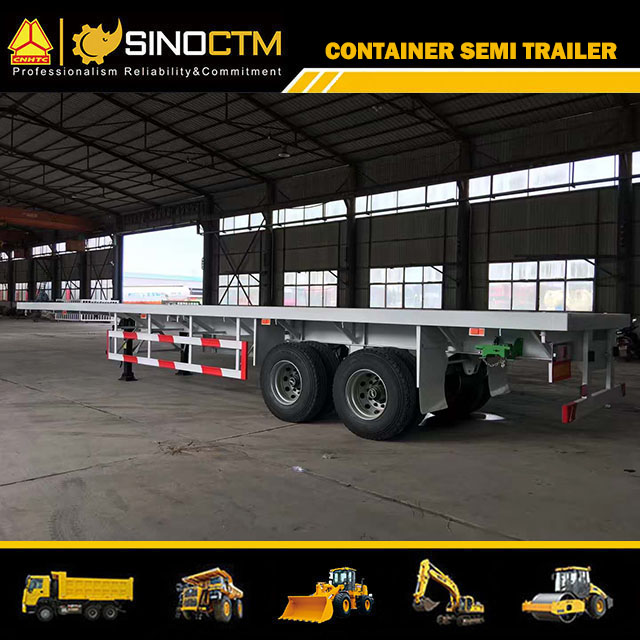 2 Axles 20FT  Heavy Duty New Container Flatbed Semi Truck Trailer