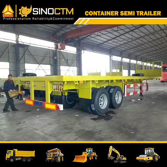 2 Axles 20FT  Heavy Duty New Container Flatbed Semi Truck Trailer