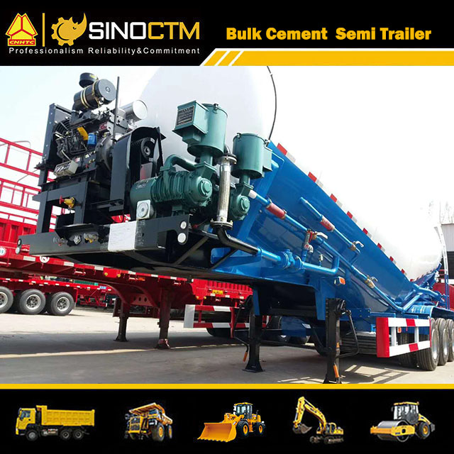 Three Axles 60m³ 60cbm Bulk Cement Transport Tanker Semi Trailer