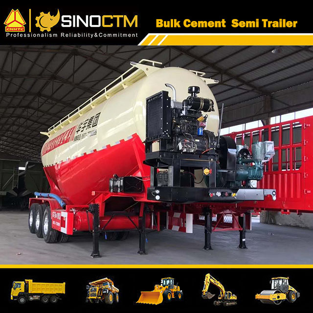 Three Axles 60m³ 60cbm Bulk Cement Transport Tanker Semi Trailer