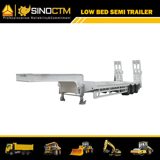 Heavy Duty 3axles Excavator Transport Gooseneck Lowboy Low Loader Bed Lowbed Truck Semi Trailer