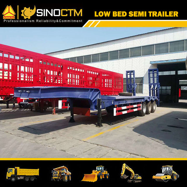 Heavy Duty 3axles Excavator Transport Gooseneck Lowboy Low Loader Bed Lowbed Truck Semi Trailer
