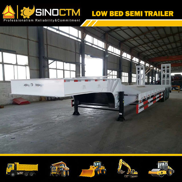 Heavy Duty 3axles Excavator Transport Gooseneck Lowboy Low Loader Bed Lowbed Truck Semi Trailer