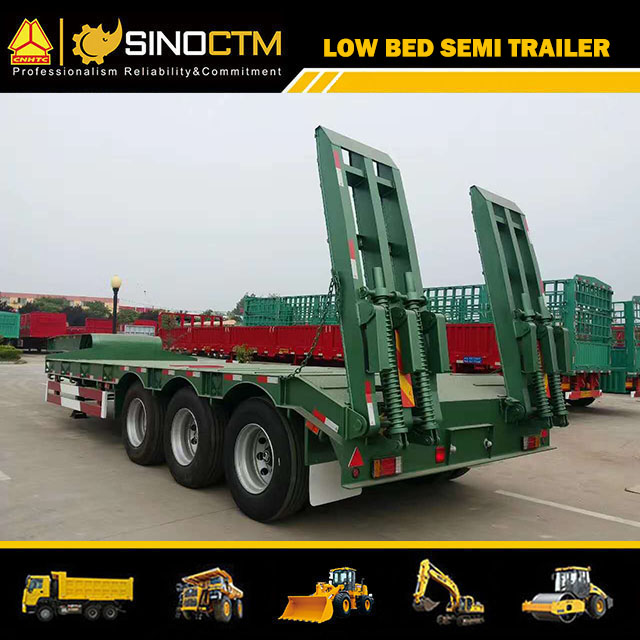 Heavy Duty 3axles Excavator Transport Gooseneck Lowboy Low Loader Bed Lowbed Truck Semi Trailer