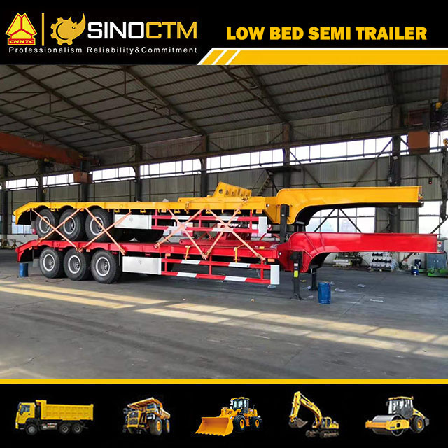 Heavy Duty 3axles Excavator Transport Gooseneck Lowboy Low Loader Bed Lowbed Truck Semi Trailer