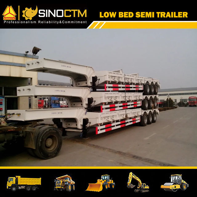 Heavy Duty 3axles Excavator Transport Gooseneck Lowboy Low Loader Bed Lowbed Truck Semi Trailer