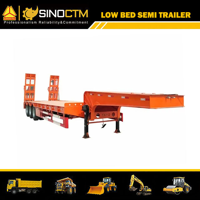Three Axle 80 Ton Heavy Duty Gooseneck Low Loader/Lowbed/ Lowboy Low Bed Trailer 