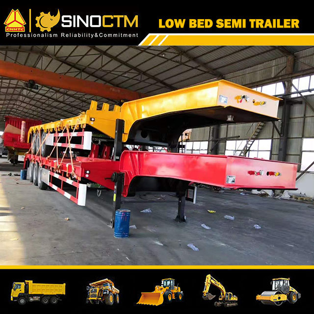 Three Axle 80 Ton Heavy Duty Gooseneck Low Loader/Lowbed/ Lowboy Low Bed Trailer