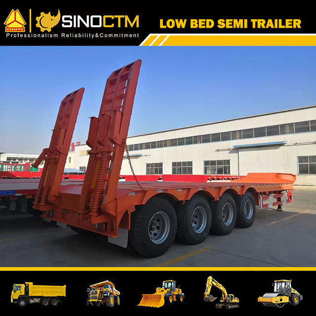 Four Axle 50-80t Low Bed Trailer Low Boy Lowbed Semi Trailer