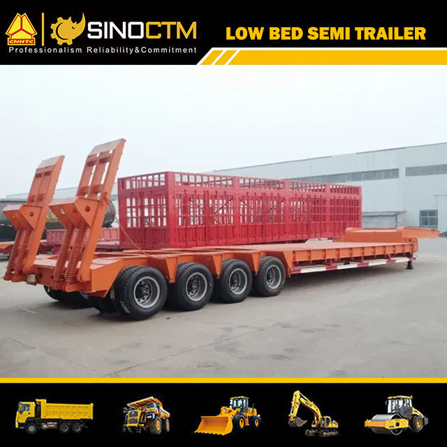 120tons 4 Lines 8 Axles Low Bed Semi Trailer