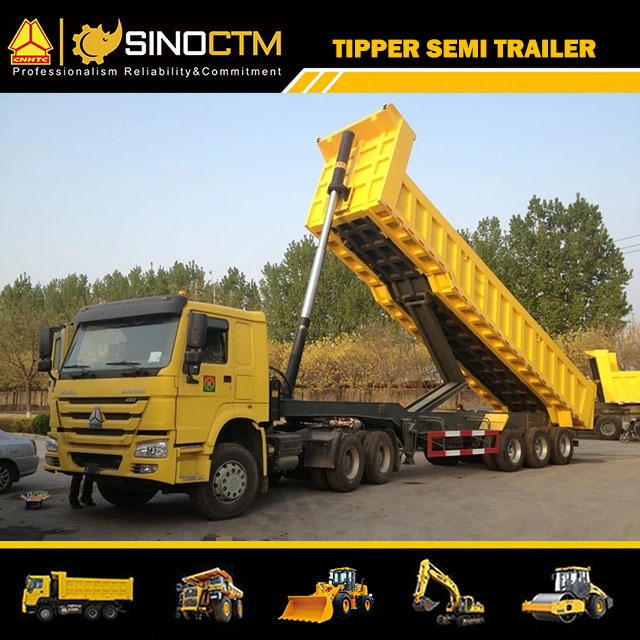 Three Axle Hydraulic Cylinder Dump Trailer, Rear Dumper Truck Trailer