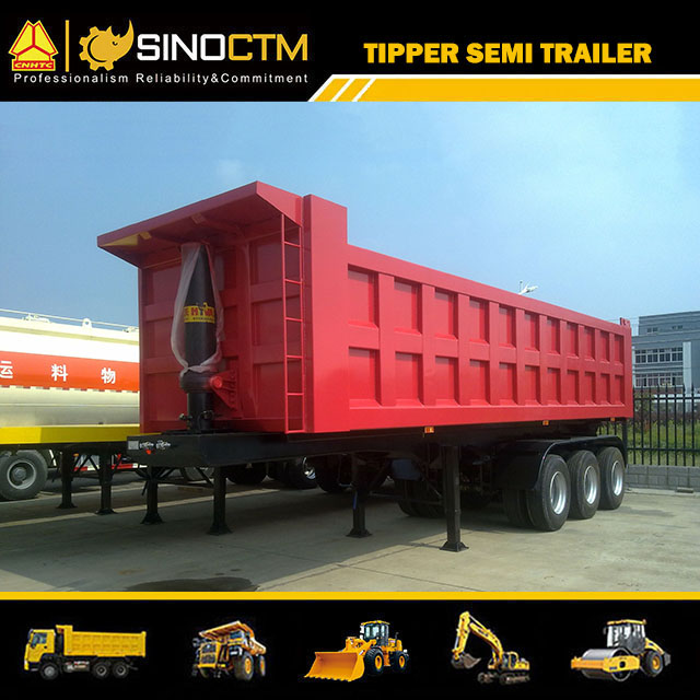 Three Axle Hydraulic Cylinder Dump Trailer, Rear Dumper Truck Trailer