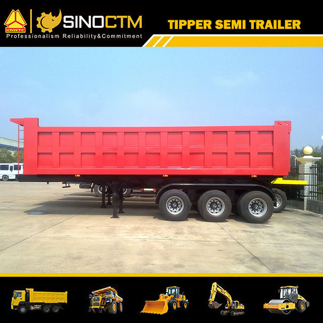 Three Axle Hydraulic Cylinder Dump Trailer, Rear Dumper Truck Trailer