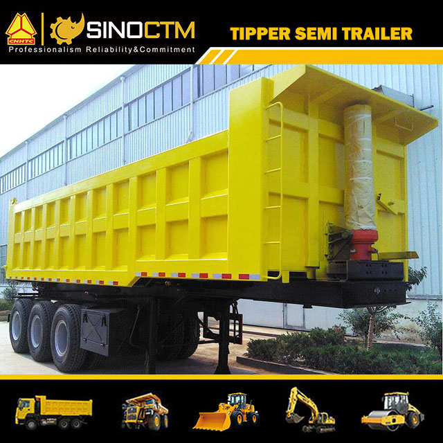 Three Axle Hydraulic Cylinder Dump Trailer, Rear Dumper Truck Trailer