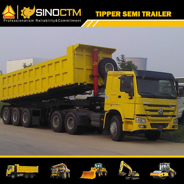 Three Axle Hydraulic Cylinder Dump Trailer, Rear Dumper Truck Trailer