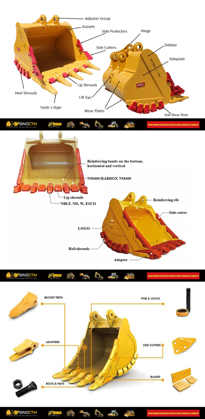 Heavy Equipment Spare Parts Excavator Standard Bucket Gp/ HD /Rock /Backhoe Bucket