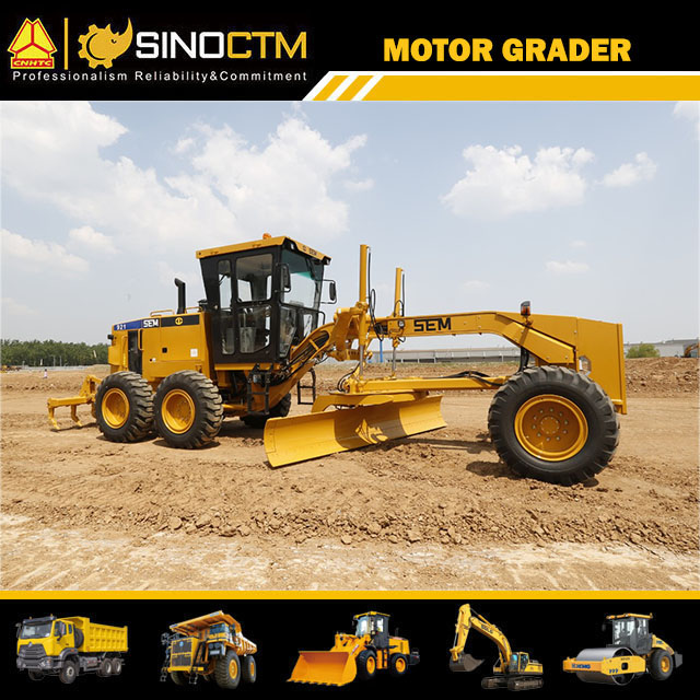 220HP Motor Grader SEM921 with Front Blade Shank Ripper