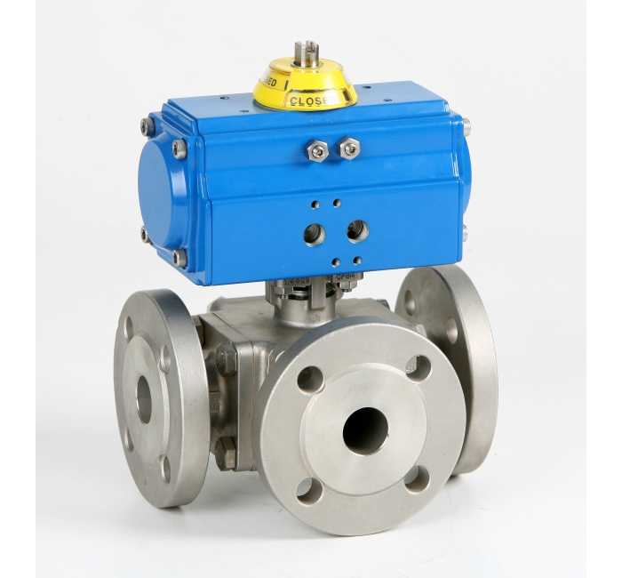 3-way flange ball valve