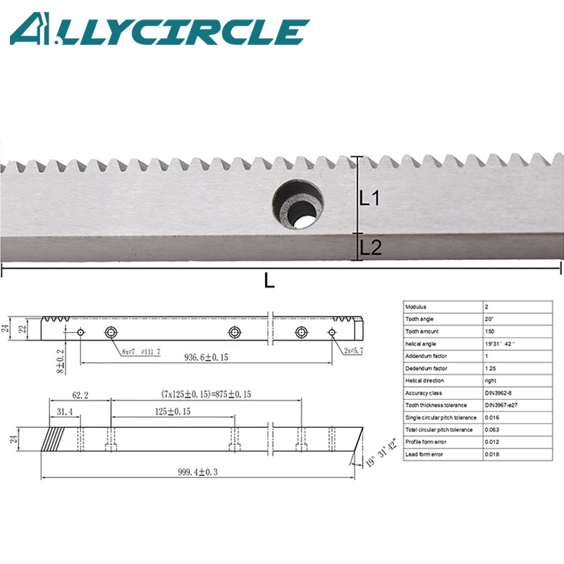 2Modulus CNC Rack 1 м Длина 24 мм Ширина 24 мм Ширина