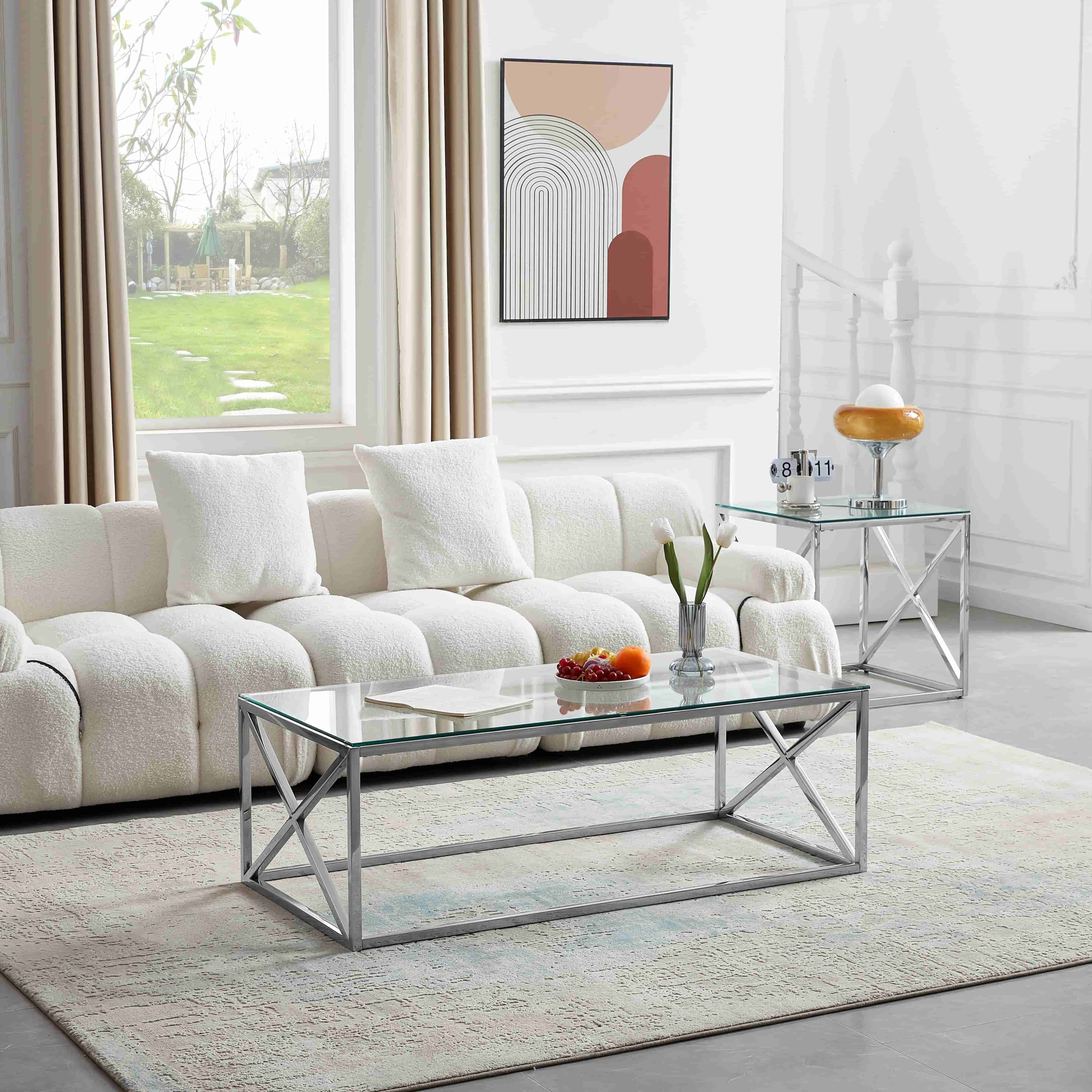 22B22 Clear Tempered Glass Coffee Table