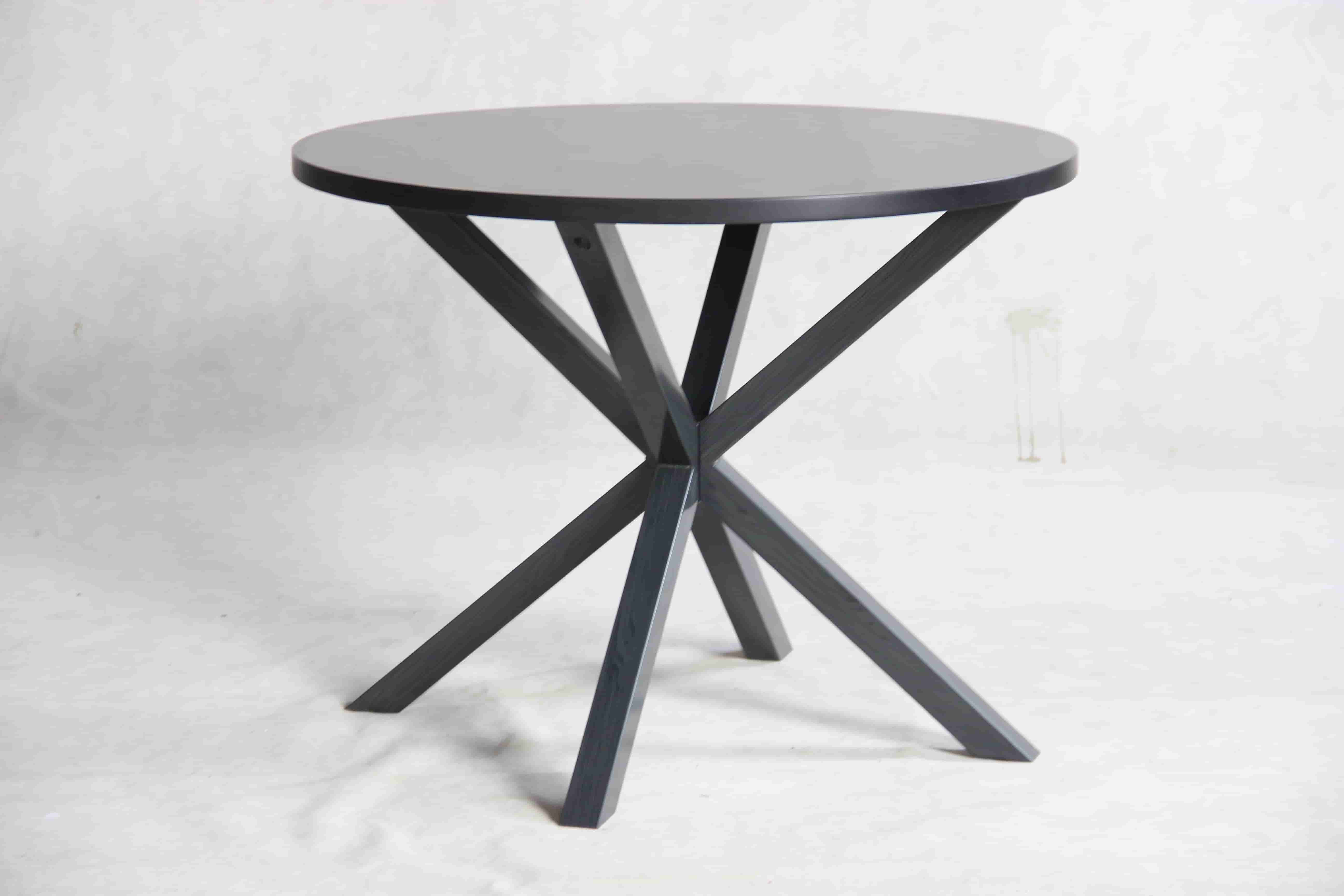 22C04 Round Black MDF Top Dining Table