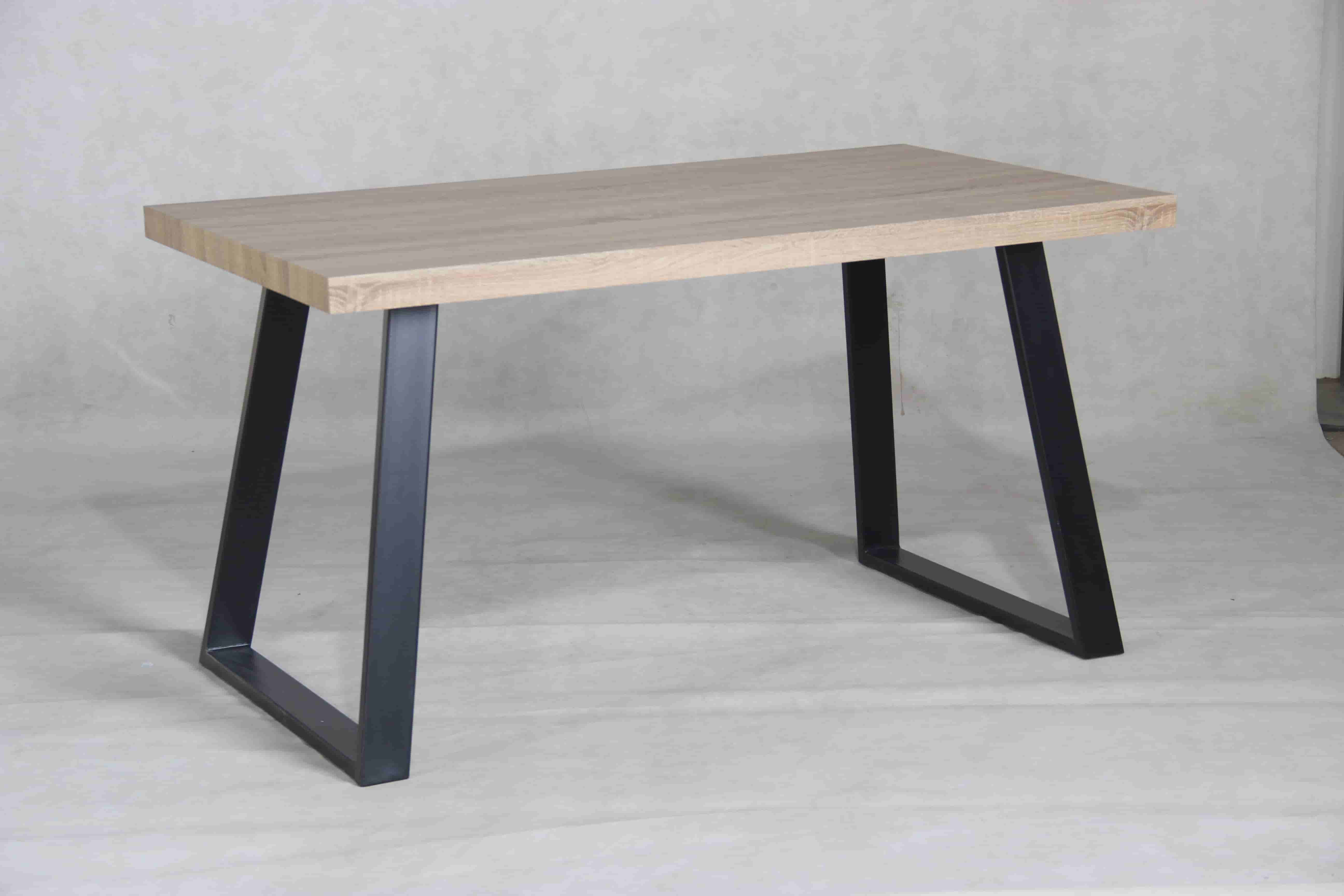 22C28 Dining table 50mm MDF top black powder coating legs